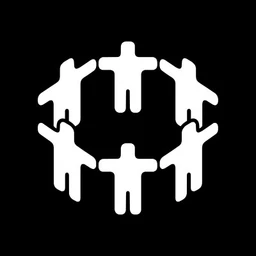 Tech for Social Impact logo: a ring of six white figures holding hands on black